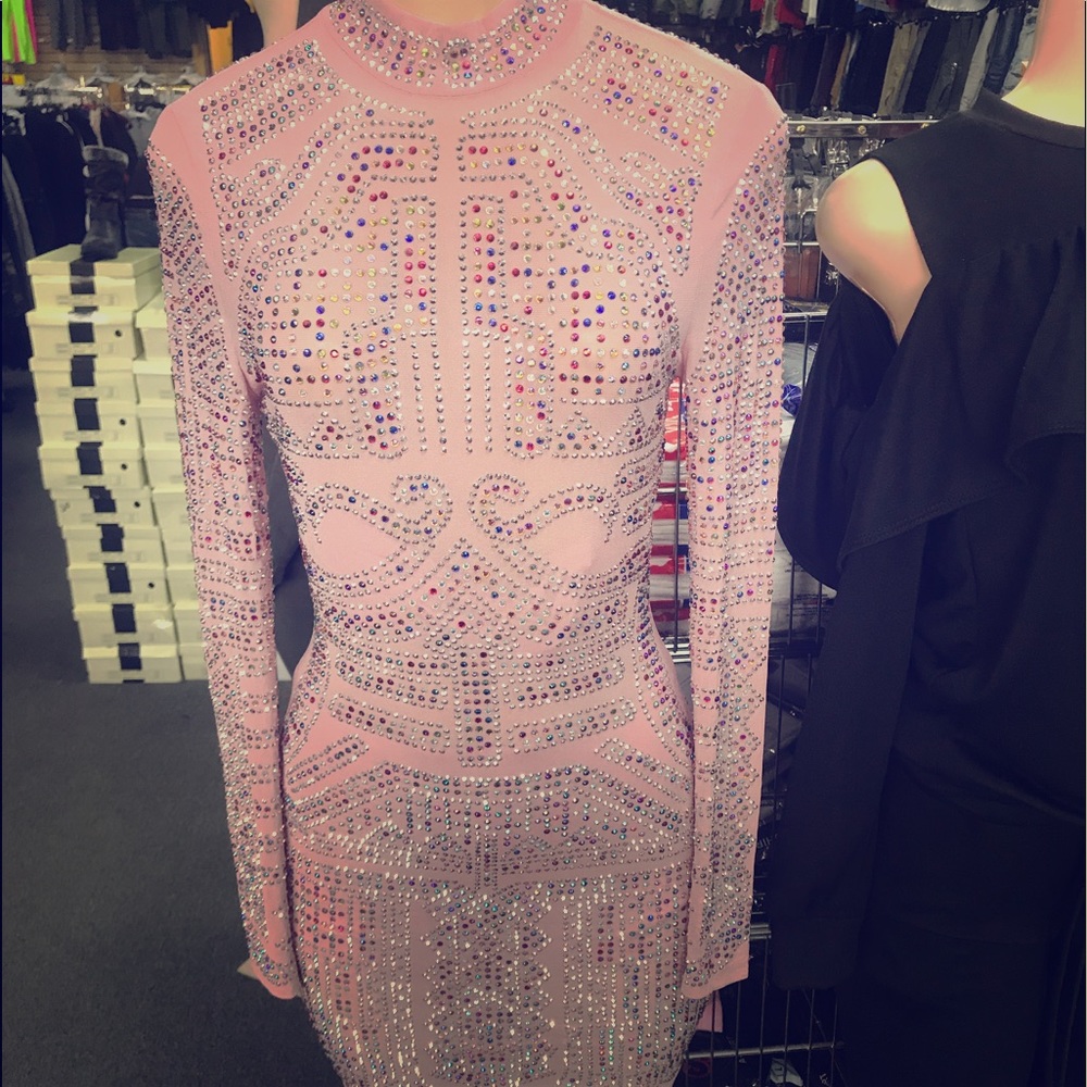 PinkDress Jeweled studded & multicolor rhinestones